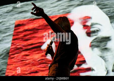 A Lluz, Orion e A Nova Lluz, poetico spettacolo, Miguel Rodriguez e Andres Rodriguez, Santanyi, Maiorca, Isole Baleari, Spagna Foto Stock