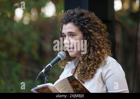 Cecilia Navarro, recital poetico, Oratori de Sant Blai, Campos, Maiorca, Isole Baleari, Spagna Foto Stock