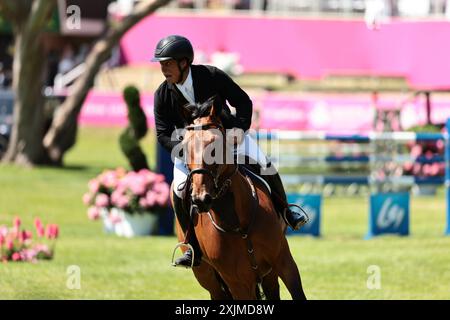 Federico Fernandez del Messico con Diamanti sono unici durante il CSI5* Prix Cordon Group al Jumping International de Dinard il 19 luglio 2024, Dinard, Francia (foto di Maxime David - MXIMD Pictures) Foto Stock