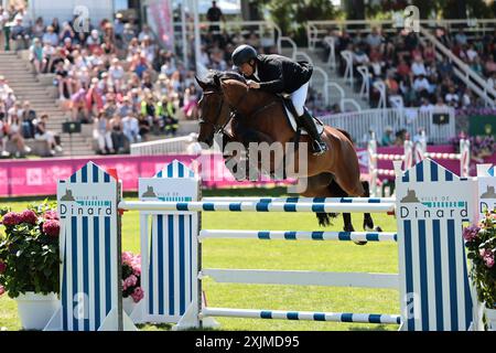 Federico Fernandez del Messico con Diamanti sono unici durante il CSI5* Prix Cordon Group al Jumping International de Dinard il 19 luglio 2024, Dinard, Francia (foto di Maxime David - MXIMD Pictures) Foto Stock