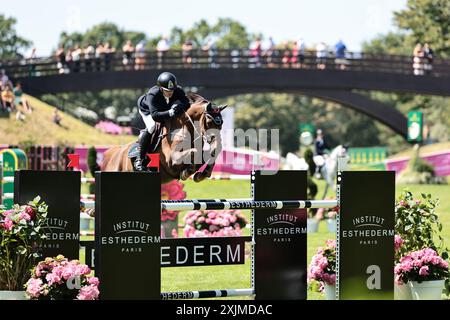 Conor Swail of Ireland con Theo 160 durante il CSI5* Prix Cordon Group al Jumping International de Dinard il 19 luglio 2024, Dinard, Francia (foto di Maxime David - MXIMD Pictures) Foto Stock