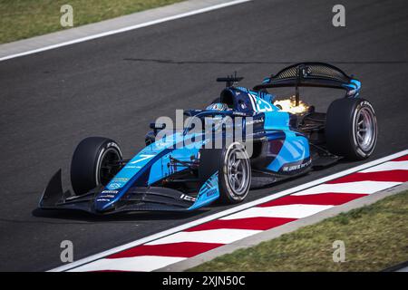 07 CRAWFORD Jak (usa), DAMS Lucas Oil, Dallara F2 2024, azione durante il 9° round del campionato FIA di Formula 2 2024 dal 19 al 21 luglio 2024 sull'Hungaroring, a Mogyorod, Ungheria Foto Stock