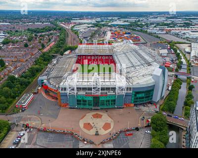 Immagine aerea del Manchester United, Old Trafford Stadium. 17 luglio 2024. Foto Stock