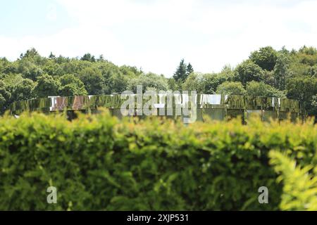 Facciata del Priory Park Pavilion Reigate Cafe con riflessi superficiali riflettenti Foto Stock