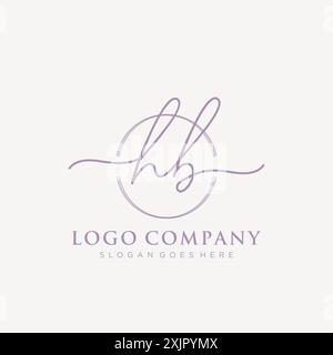 Scrittura iniziale HB con logo circolare a pennello Illustrazione Vettoriale