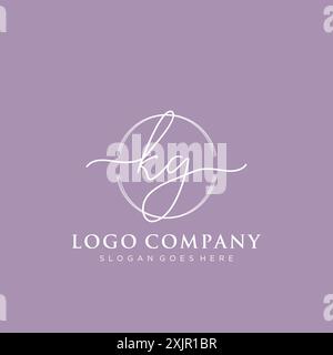 KG scrittura iniziale con logo a forma di pennello circolare Illustrazione Vettoriale