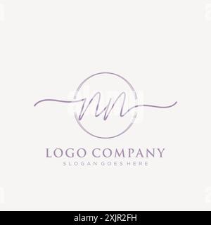 N N scrittura iniziale con logo circolare a pennello Illustrazione Vettoriale