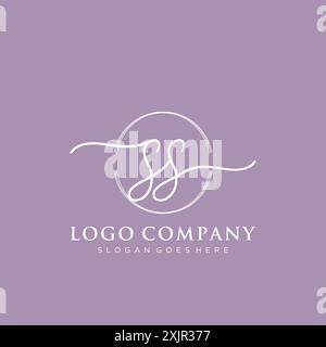 Scrittura iniziale SS con logo circolare a pennello Illustrazione Vettoriale
