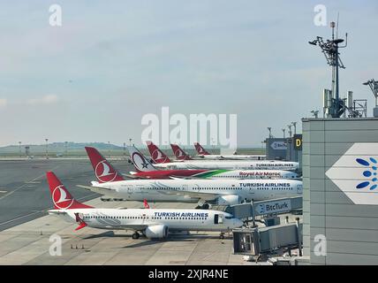 Nuovo Aeroporto Internazionale di Istanbul in Turchia, con aerei Turkish Airlines Foto Stock