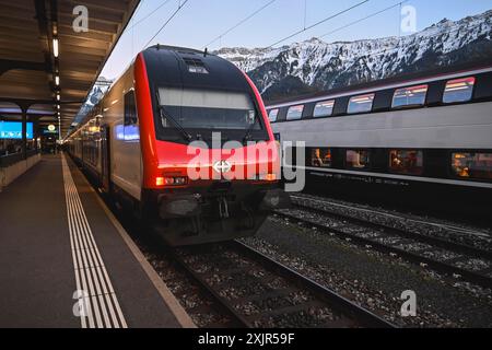 Ferrovie FFS stazione Interlaken Ost, Svizzera Foto Stock