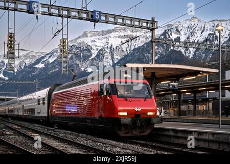 Ferrovie FFS stazione Interlaken Ost, Svizzera Foto Stock