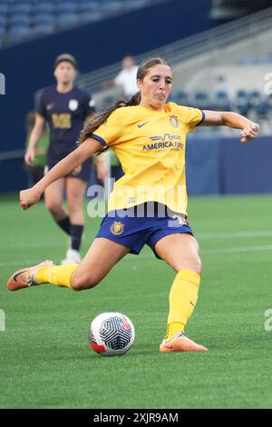 Seattle, Stati Uniti. 19 luglio 2024. Cameron Tucker (20 anni), attaccante degli Utah Royals, in una partita della NWSL x LIGA MX Femenil Summer Cup contro i Seattle Reign FC al Lumen Field di Seattle, Washington, il 19 luglio 2024. (Foto di Nate Koppelman/Sipa USA) credito: SIPA USA/Alamy Live News Foto Stock