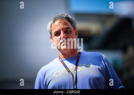 Juan Pablo Montoya (col), ex pilota di F1 a Williams, McLaren, ed ex pilota e campione IndyCar durante il GP d'Ungheria, Budapest 18-21 luglio 2024 Formula 1 World Championship 2024. Crediti: Independent Photo Agency Srl/Alamy Live News Foto Stock