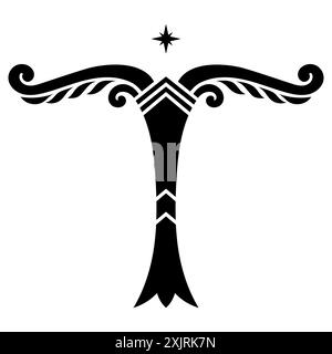 Vecchio design norreno. Immagine stilizzata dell'albero del mondo - Irminsul, dall'antica mitologia europea Illustrazione Vettoriale