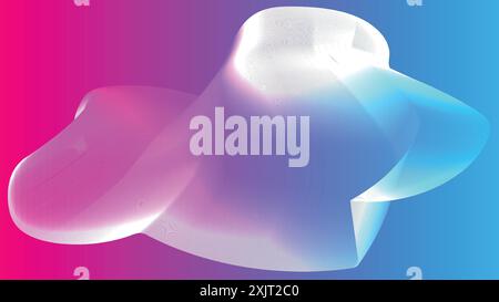 Onda gradiente rosa e blu astratta di molte linee. Mesh colorata ondulata Illustrazione Vettoriale