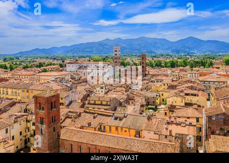 Lucca, Italia. Vista aerea della città. Foto Stock