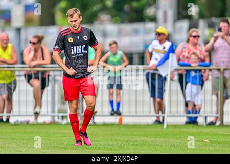 Hoeven, Paesi Bassi. 20 luglio 2024. HOEVEN, 20-07-2024. Sportpark Achter 't Hof. Partita amichevole della stagione calcistica olandese Eredivisie 2024-2025. Giocatore Excelsior Oscar Uddenas durante la partita NAC - Excelsior (amichevole ). Crediti: Pro Shots/Alamy Live News Foto Stock