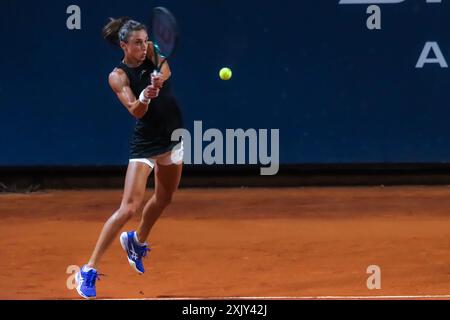 Palermo, Italia. 18 luglio 2024. Petra Marti? Durante la partita della Women's Tennis Association contro Qinwen Zheng (non nella foto) al Palermo Ladies Open 2024. Qinwen Zheng batte Petra Marti? 6-4 6-4. (Credit Image: © Antonio Melita/Pacific Press via ZUMA Press Wire) SOLO PER USO EDITORIALE! Non per USO commerciale! Foto Stock