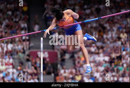 Roberta Bruni dell'Italia in azione nella finale Women's Pole Vault durante il London Athletics Meet al London Stadium. Data foto: Sabato 20 luglio 2024. Foto Stock