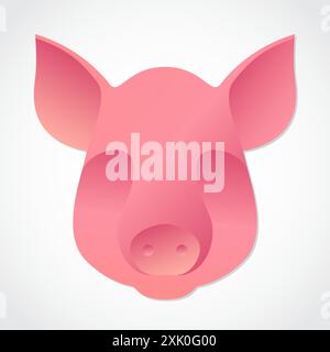 design con logo a colori 3d pig head, plastica Illustrazione Vettoriale