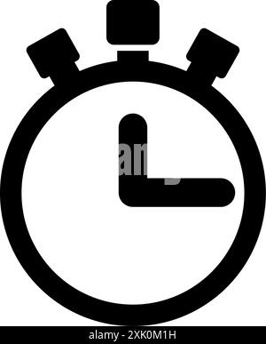 Icona moderna e minimalista del cronometro bianco e nero. Illustrazione Vettoriale