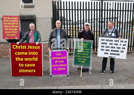 Glasgow, Regno Unito. 20 luglio 2024. Mentre migliaia di persone si sono dimostrate a sostegno del Glasgow Pride, c'è stata una piccola controdimostrazione contro lo stile di vita gay. Crediti: Findlay/Alamy Live News Foto Stock