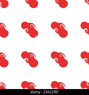 Nuvole rosse giapponesi sfondo vettoriale uniforme. Icona vettoriale nuvola cinese in stile classico. Vettore di sfondo senza fine. Illustrazione vettoriale. Illustrazione Vettoriale