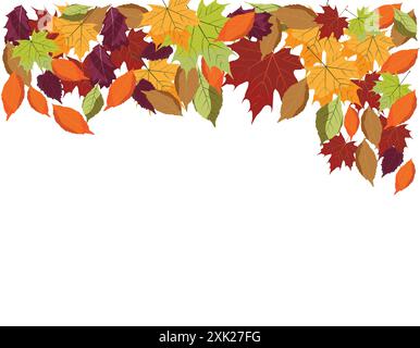 Cornice di foglie autunnali per l'etichetta del biglietto d'auguri di invito Illustrazione Vettoriale
