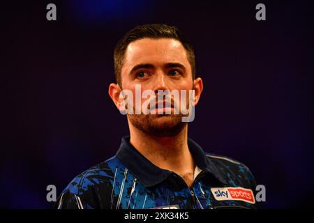 Winter Gardens, Blackpool, Regno Unito. 20 luglio 2024. 2024 Betfred World Matchplay Darts semifinali; Luke Humphries Credit: Action Plus Sports/Alamy Live News Foto Stock