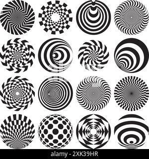 Raccolta di illusioni ottiche rotonde Illustrazione Vettoriale