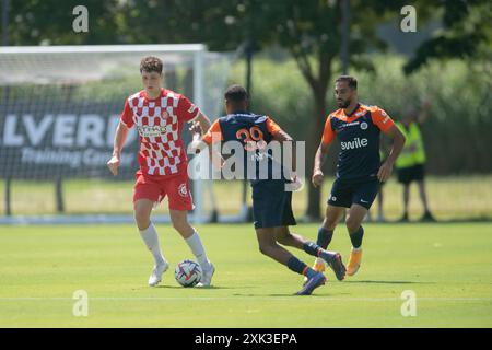 Les Preses, ESP. 20 luglio 2024. Girona FC vs Montpellier HSC 20 luglio 2024 Ladislav Krejci (18) del Girona FC durante l'amichevole tra Girona FC e Montpellier HSC giocata presso le strutture sportive del Royalverd Training Center. Les Preses, Girona crediti: Rosdemora/Alamy Live News Foto Stock