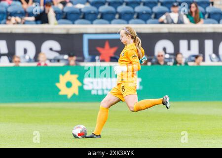 Bridgeview, Illinois, Stati Uniti. 20 luglio 2024. Il portiere del NJ/NY Gotham FC Cassie Miller (38) calcia la palla durante la partita di calcio della NWSL tra il NJ/NY Gotham FC e i Chicago Red Stars al SeatGeek Stadium di Bridgeview, Illinois. John Mersits/CSM/Alamy Live News Foto Stock