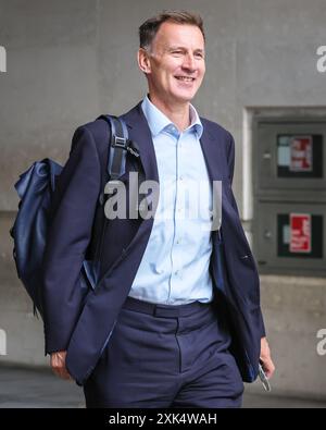 Londra, 21 luglio 2024. Jeremy Hunt, ex Cancelliere e ora Shadown Cancelliere dello Scacchiere, è visto fuori dalla BBC nel centro di Londra per gli spettacoli della domenica mattina e per i media round. Crediti: Imageplotter/Alamy Live News Foto Stock