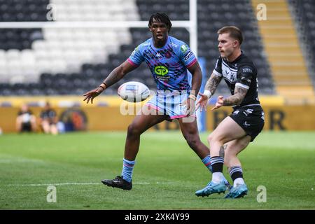 Hull, Inghilterra - 20 luglio 2024 - Rugby League Betfred Super League , Hull FC vs Wigan Warriors al MKM Stadium, Hull, UK Dean Williams Foto Stock