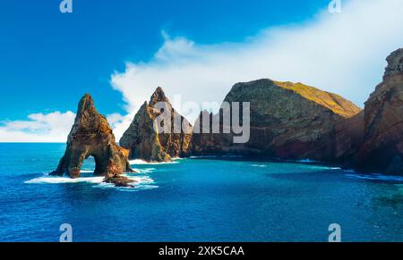 Paesaggio con Ponta de Sao Lourenco, Isola di Madeira, Portogallo Foto Stock