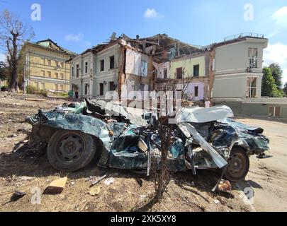 Non esclusivo: KIEV, UCRAINA - 19 LUGLIO 2024 - dopo l'attacco missilistico russo l'8 luglio presso l'ospedale specializzato nazionale Childrenâs 'OK Foto Stock