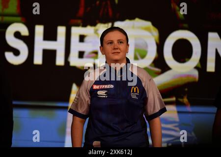 Winter Gardens, Blackpool, Regno Unito. 21 luglio 2024. 2024 Betfred Womens World Matchplay Darts; Katie Sheldon Credit: Action Plus Sports/Alamy Live News Foto Stock