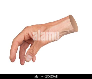 afferrare le mani, isolare su sfondo bianco. Foto Stock