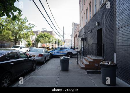 Bronx, Stati Uniti. 21 luglio 2024. La polizia ha sequestrato quasi 10 milioni di dollari di cannabis illegale al 516 Timpson Place nel Bronx, New York, 21 luglio 2024. Questo è il più grande sequestro da quando la polizia di New York e lo sceriffo hanno lanciato l'operazione Padlock a maggio per bloccare le vendite illegali di matrimoni. (Foto di Steve Sanchez/Sipa USA). Crediti: SIPA USA/Alamy Live News Foto Stock