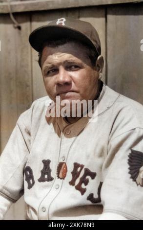 Babe Ruth, 1935 anni, in uniforme dei Boston Braves. Baseball Hall of Fame, eroe dello sport. 6 febbraio 1895 – 16 agosto 1948 Foto Stock