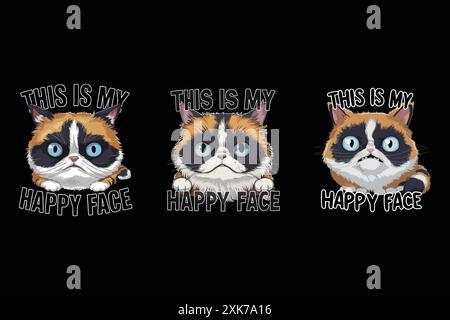 Questo è il mio set di T-shirt per gatti felici Illustrazione Vettoriale