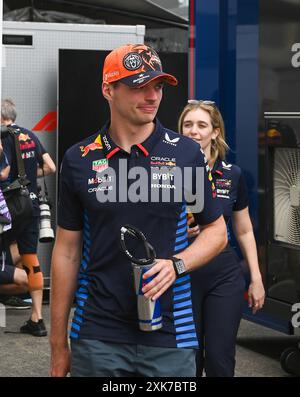 Max Verstappen (NED) - Oracle Red Bull Racing - Red Bull RB20 - Honda RBPT durante il Raceday di domenica 21 luglio, del Gran Premio d'Ungheria di Formula 1 2024, che si terrà sul tracciato di Hungaroring a Mogyorod, Budapest, Ungheria, dal 19 al 21 luglio 2024 Foto Stock