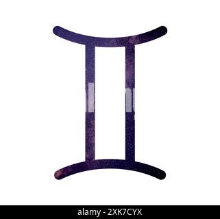 Segno zodiacale Gemini con il cielo notturno all'interno isolato su bianco Foto Stock