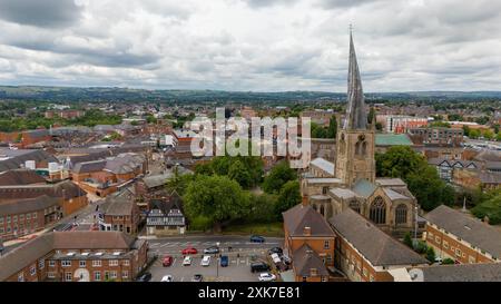 La chiesa parrocchiale di Chesterfield è una chiesa anglicana dedicata a Santa Maria e tutti i Santi, a Chesterfield, Derbyshire, Inghilterra Foto Stock