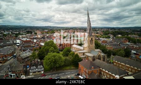 La chiesa parrocchiale di Chesterfield è una chiesa anglicana dedicata a Santa Maria e tutti i Santi, a Chesterfield, Derbyshire, Inghilterra Foto Stock