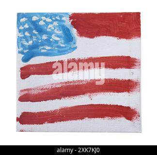 Disegno del bambino di American Flag su tela. Foto Stock