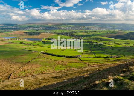 Vista da Pendle Hill, Lancashire, Inghilterra Foto Stock