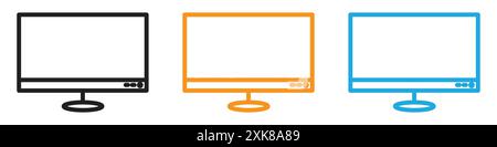 Set di logo vettoriale dell'icona del monitor del computer o gruppo di pacchetti Illustrazione Vettoriale