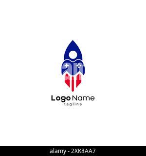 vettore di design del logo rocket della console Illustrazione Vettoriale