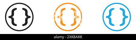 Icona parentesi font, logo vettoriale, raccolta o gruppo pacchetto Illustrazione Vettoriale